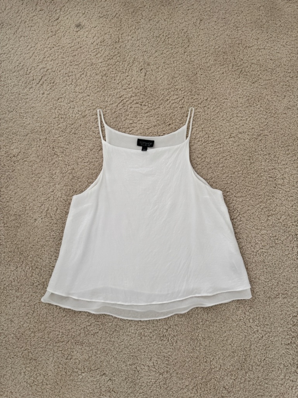 Topshop White Spaghetti Strap Chiffon Cami